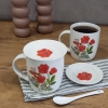 Kpl 2 kubków porcelanowych na kawę herbatę 340 ML spodkami i łyżeczkami