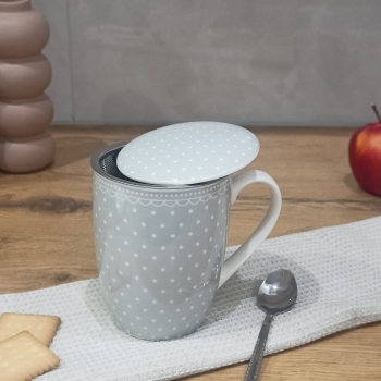 Kubek porcelanowy z metalowym zaparzaczem 350 ml