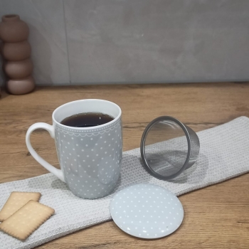 Kubek porcelanowy z metalowym zaparzaczem 350 ml