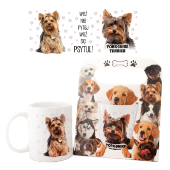 Kubek ceramiczny w ozdobnym opakowaniu - Yorkshire Terrier - "Weź nie pytaj..."